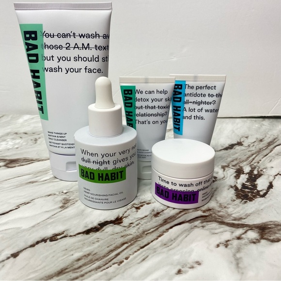 Bad Habit Skin Care 5 pieces set NEW Face wash mask serum - Picture 1 of 8